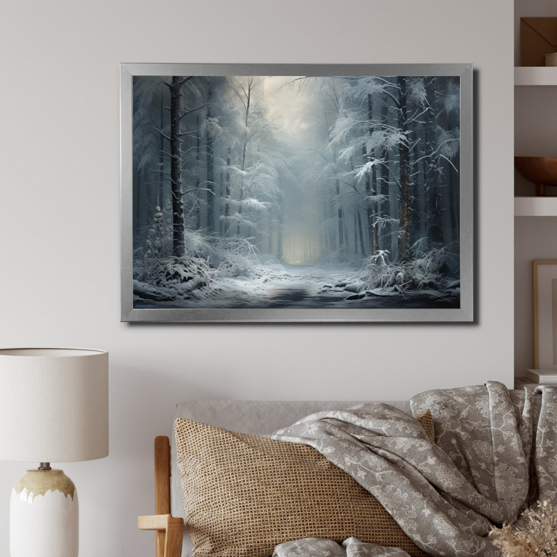 Winter Silent Woods IV, reproduction d'art sur toile, H 24 po x l 32 po x P 1 po, Cadre simple argenté
