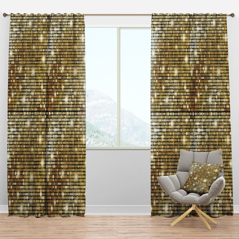 Abstract Gold Mosaic - Abstract Curtain - Velvet Room darkening - 1 panel, 52"W x 63"L