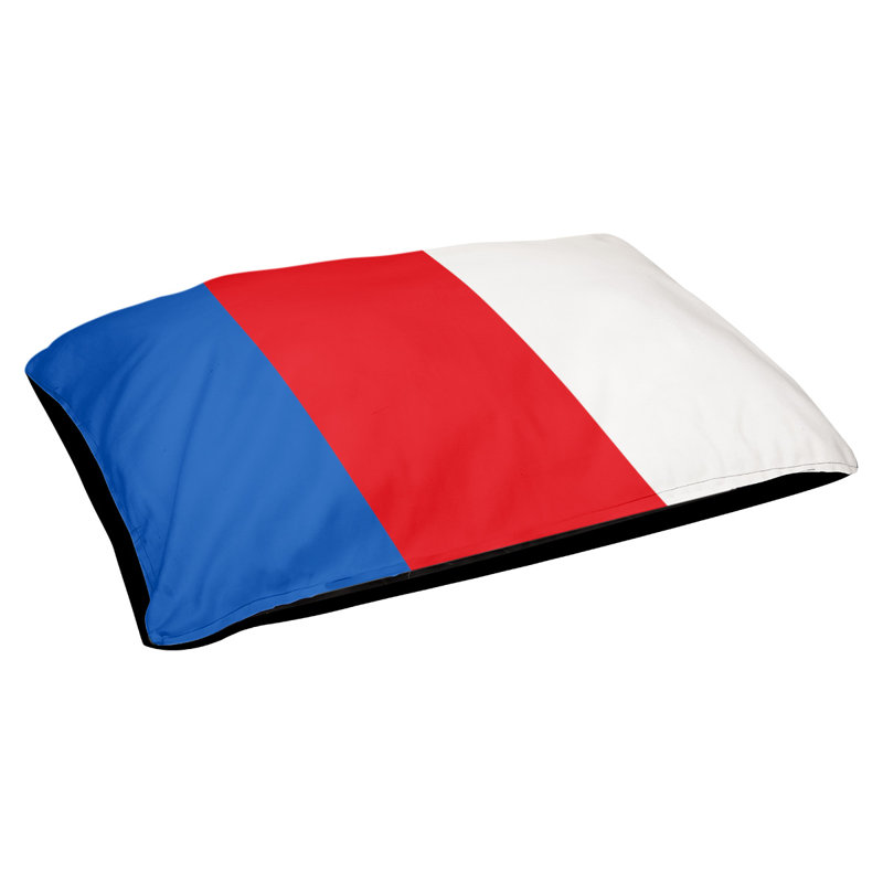 Coussin pour chien Indiana, Petit (l 28 po x P 18 po x H 6 po), Bleu / rouge / blanc