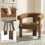 Ensemble de 2 chaises d'appoint en tonneau Mohair, 3 pieds en bois de noyer-931136351