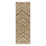 Vintage Distressed Runner Rug, Beige-Brown Geometric Patterns – Rug & Kilim
