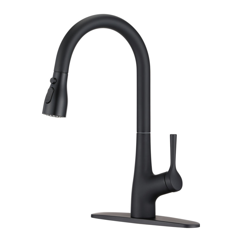 High Arc Swivel Matte Black Brass Faucet - Modern Design For Restaurants And Farmhouses