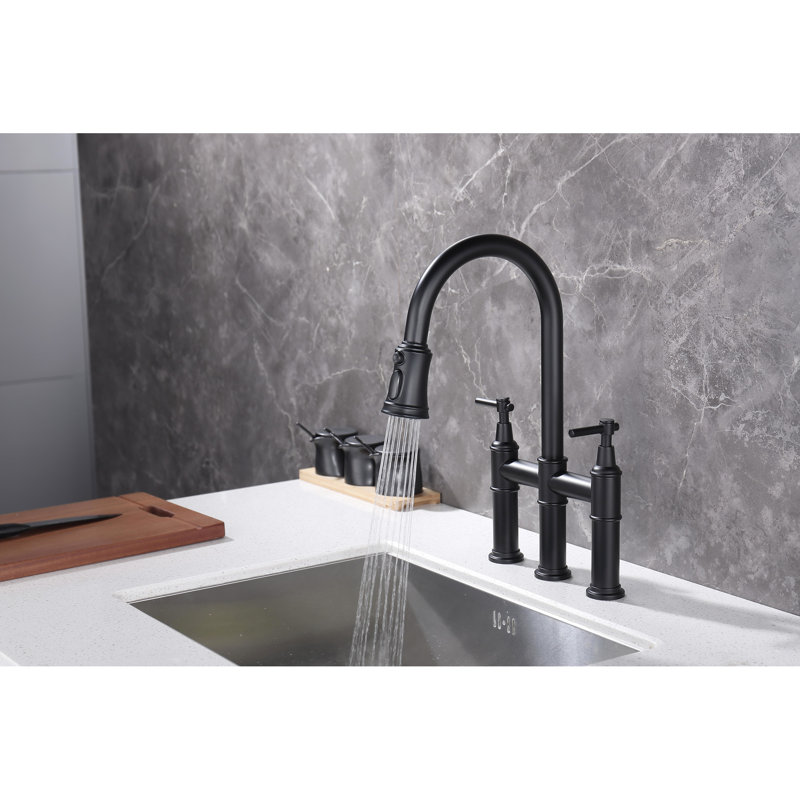 Robinet de cuisine rétractable noir mat - Réglage exact de la température et du débit, buse rotative à 360 degrés, laiton fabriqué avec fonctionnalité et gestion,