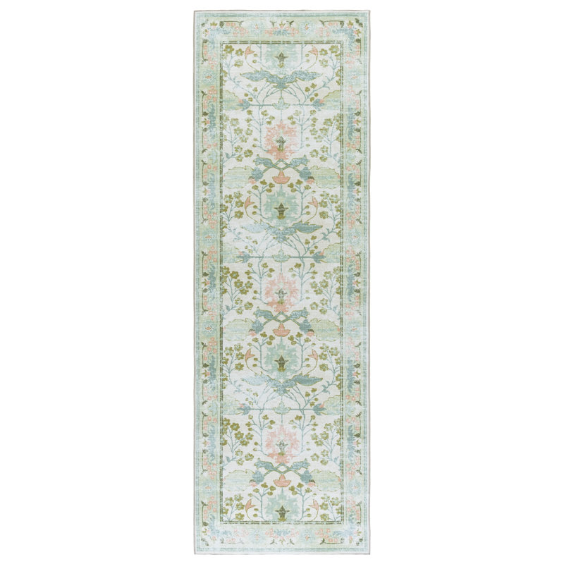 Tapis floral lavable à la machine MSRW 181 Performance, Tapis de couloir 2 pi 6 po x 8 pi