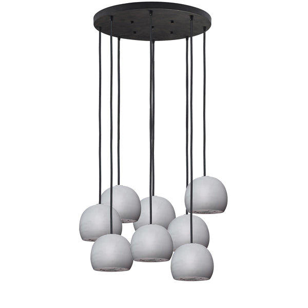 8 - Light Dimmable Dome Chandelier, 84" H x 24" W x 24" D, Black, Matte Gray/Silver