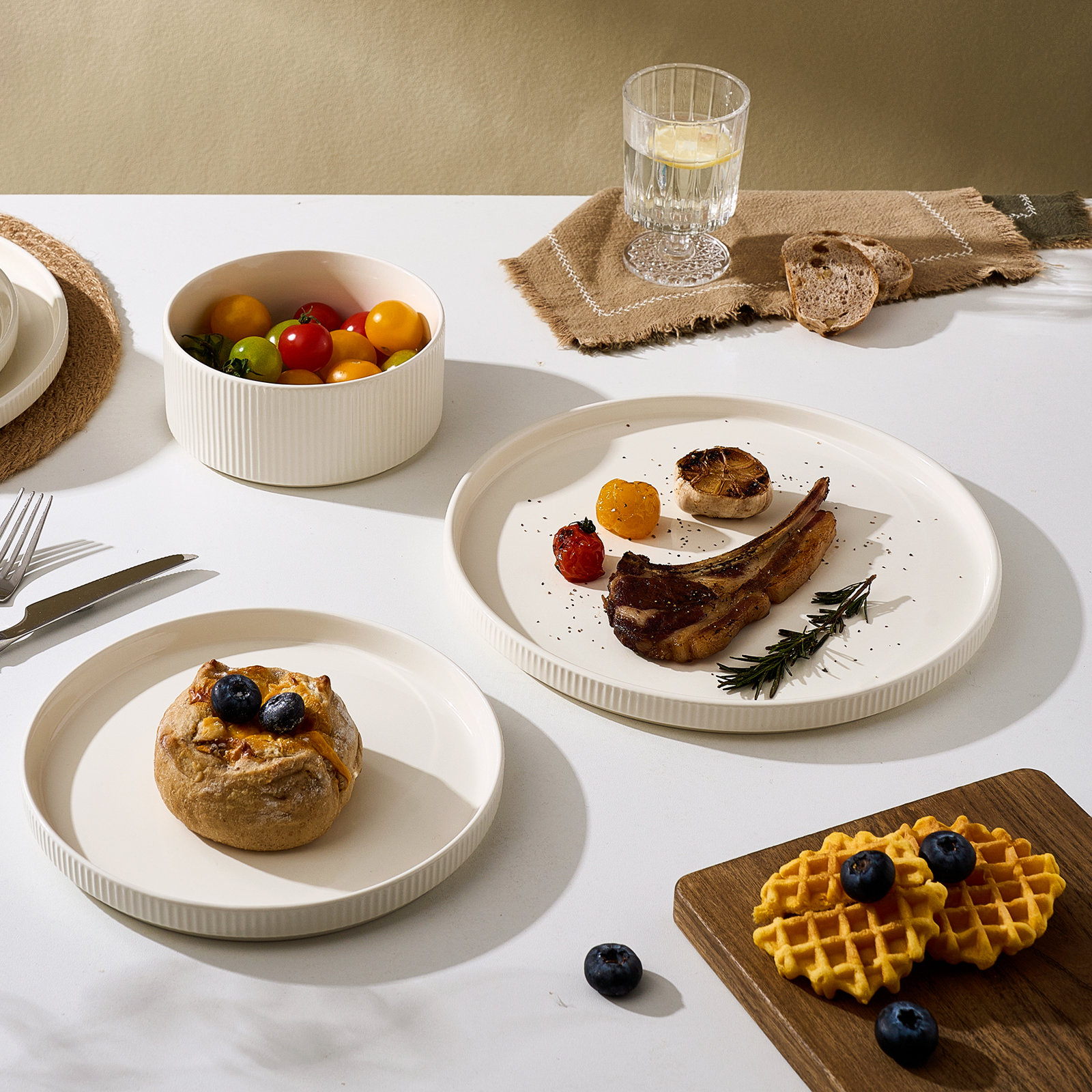 Porcelain Dinnerware Set, Milky White