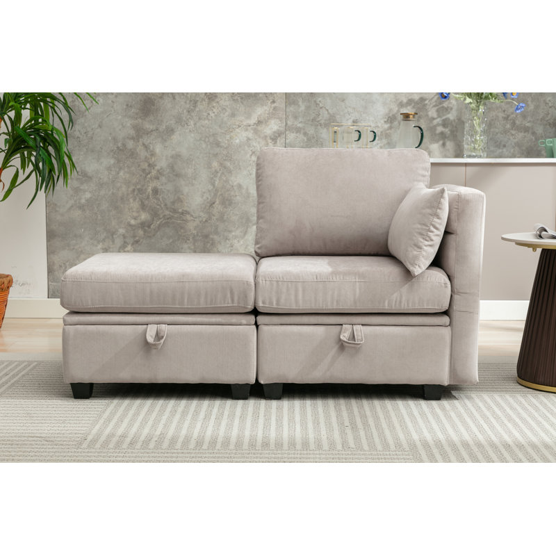 Chaise longue rembourrée Jahlani, Gris clair