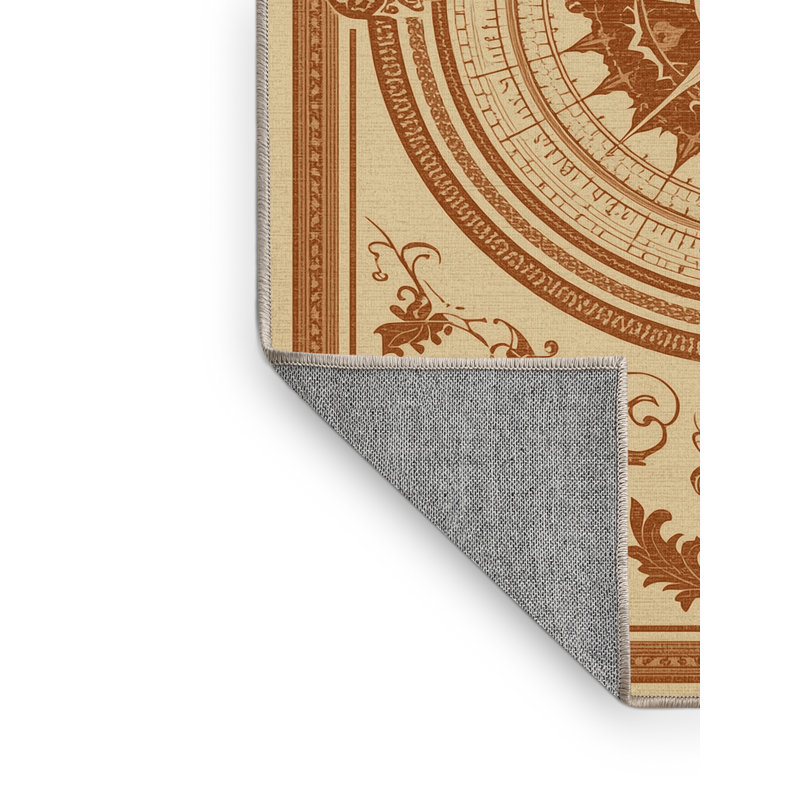 Tapis damassé classique brun et beige lavable à la machine Bergland, 5 x 7