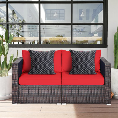 59" Wide Wicker Loveseat with Cushions by Latitude Run