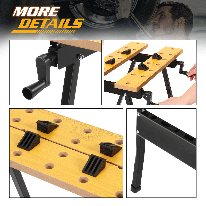 Adjustable Foldable Workbench Measuring Tools & Storage Portable Multi-Purpose Bench For Garage