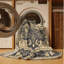 Tapis oriental classique noir et beige lavable à la machine Ozain Triceratops-647045189