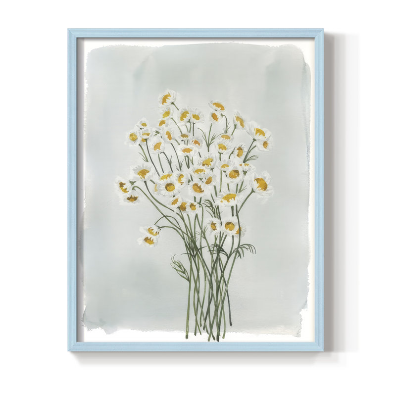 «Chamomile Bouquet I», reproduction encadrée - bois massif, H 11 po x l 9 po, Bleu