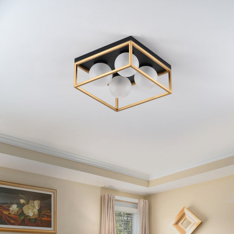 4-lamp black gold adjustable iron ceiling light