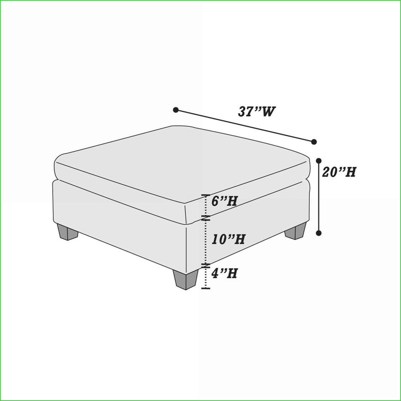 Repose-pieds de salon modulaire capitonné classique gris ardoise | Noyer brun | Pieds en bois