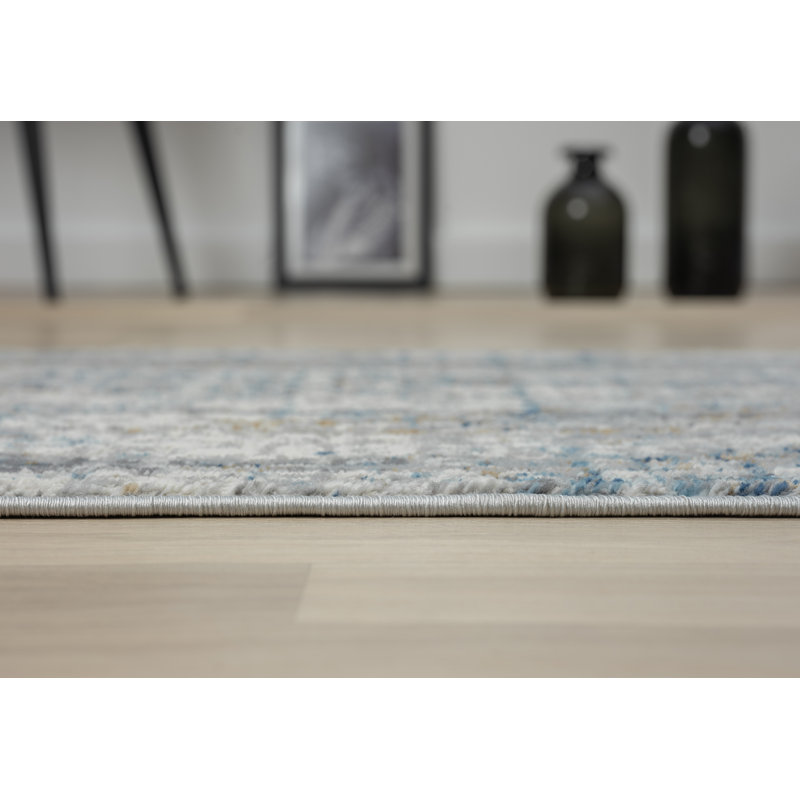Lillith Machine Woven Beige/Blue/Grey Indoor Rug, Rectangle 80 x 150cm