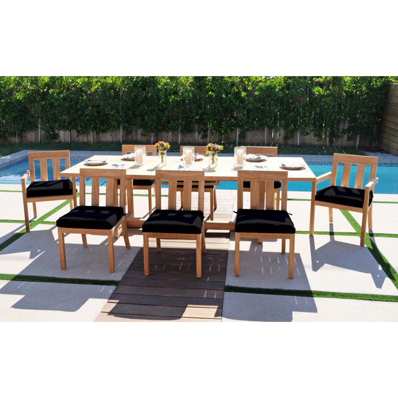 Chatsworth 9 Piece Dining Set With 42" Expansion Table, Black Sunbrella®