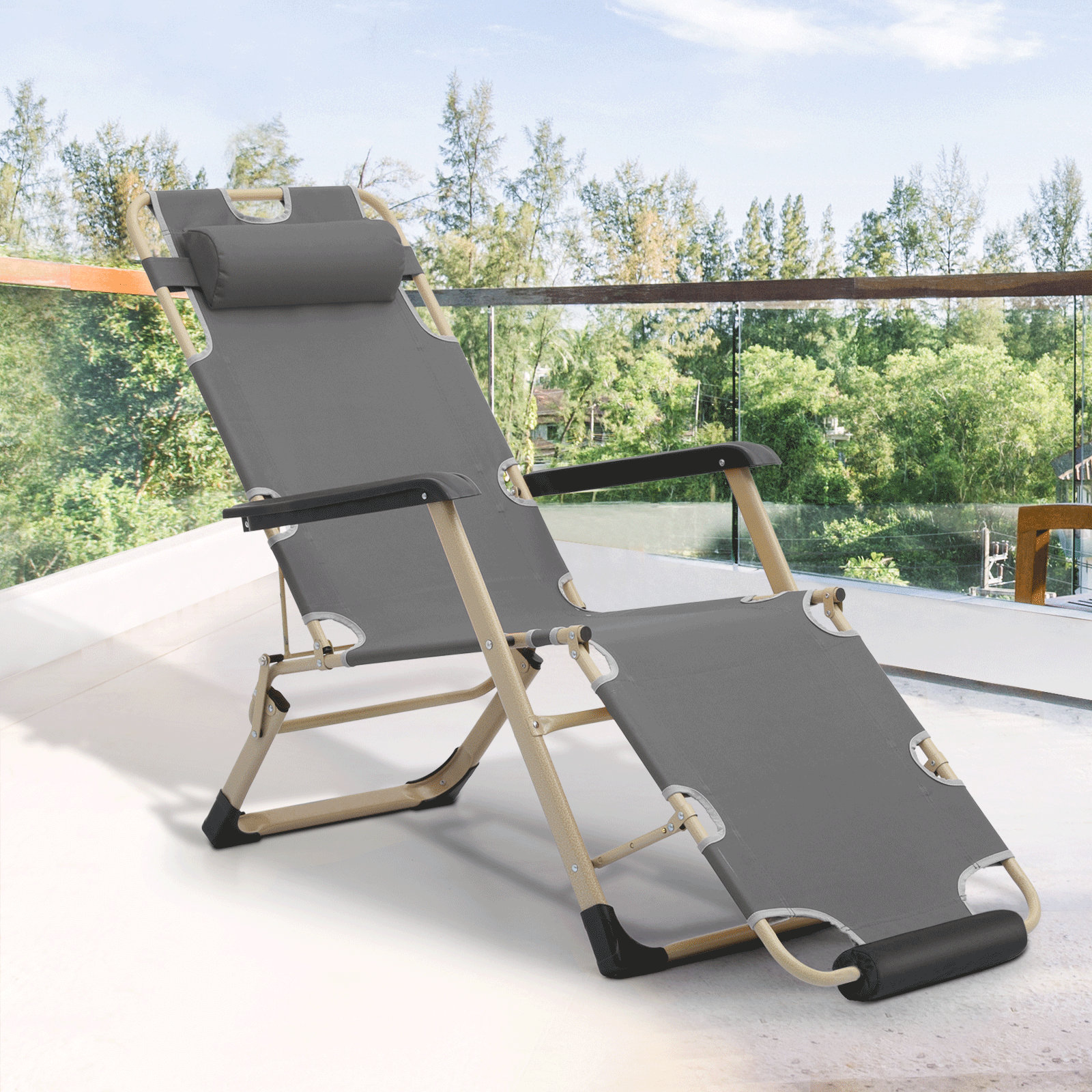 Arlmont & Co. Folding Zero Gravity Chair Beach Sunshade Recliner | Wayfair