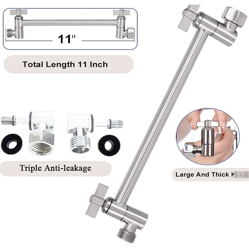 Brushed Nickel 10" Stainless Steel Shower Head - Rainfall With High , Construction, Adjustable Arm Wall Mount, Scaling- Nozzles Square In & Corrosion , Scaling Nozzle Benefit