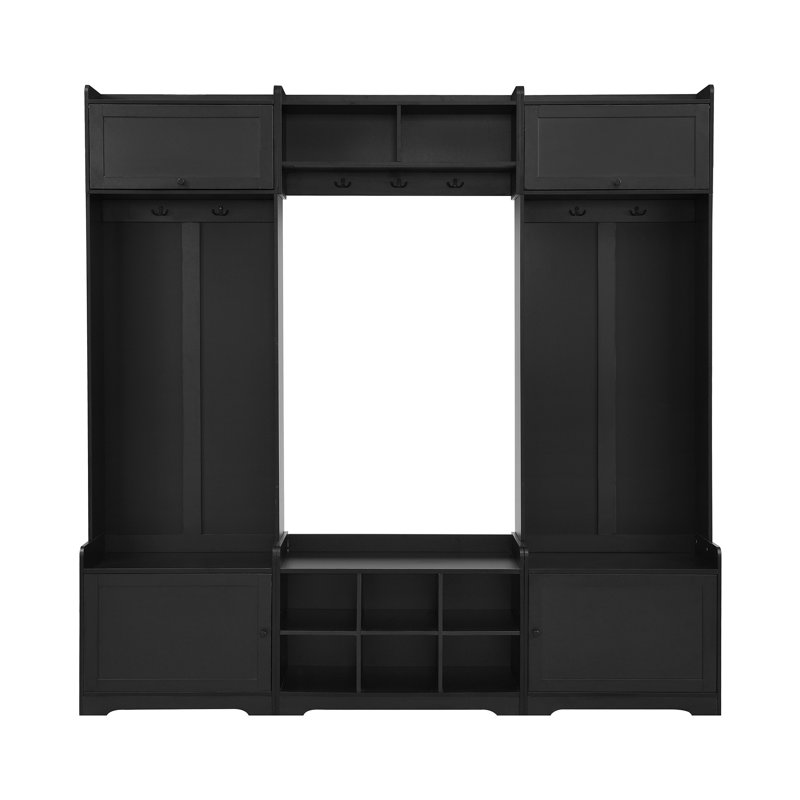 4-in-1 Entryway Hall Tree Bench, Black