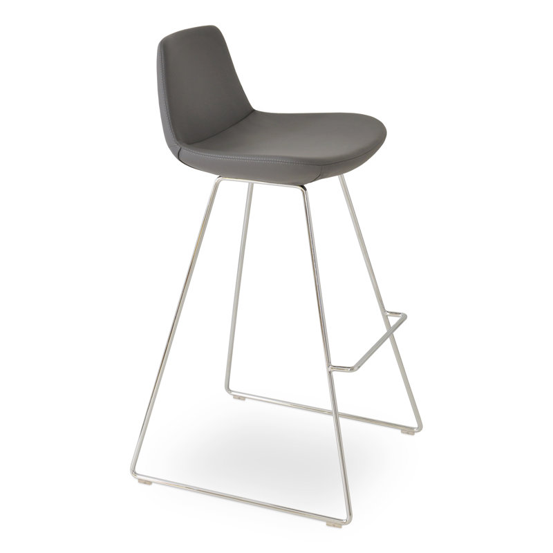 Tabouret de bar et de comptoir Pera, Similicuir gris, Tabouret de bar (siège d'une hauteur de 29 po)