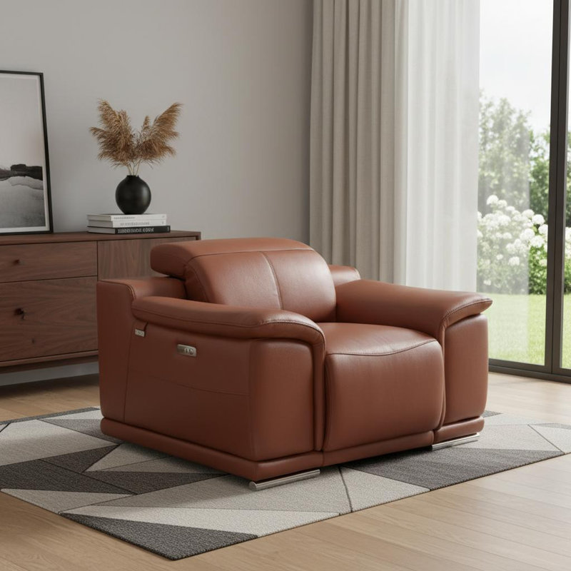 Fauteuil inclinable Mod, Cuir brun clair