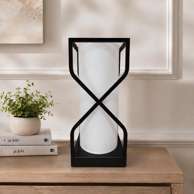 Metal Table Lamp, Natural White Linen
