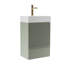 Armoire de salle de bain autoportante moderne, conception rayée, matériau standard E1, fermeture en douceur, meuble-lavabo de 20 po avec lavabo blanc, motif tendance, planche, fermeture en douceur, 50 000 cycles