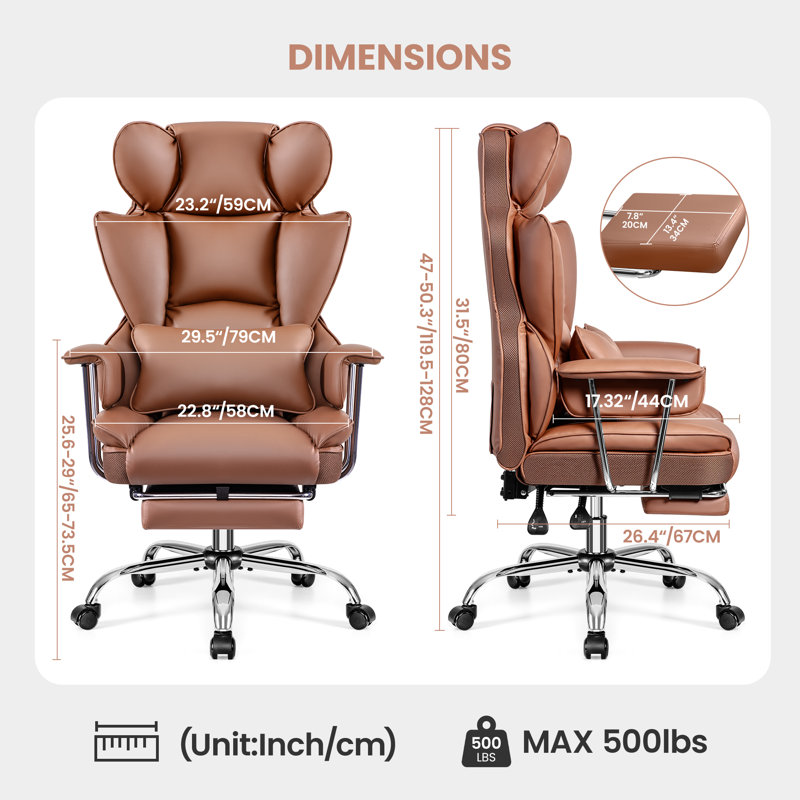 Fauteuil de direction en similicuir, Brun