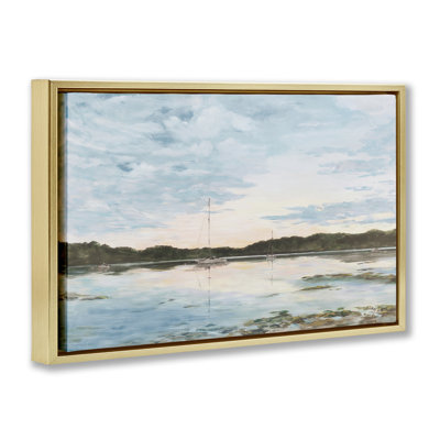 Toile flottante encadrée «Quiet Day on Lake» par Julie DeRice