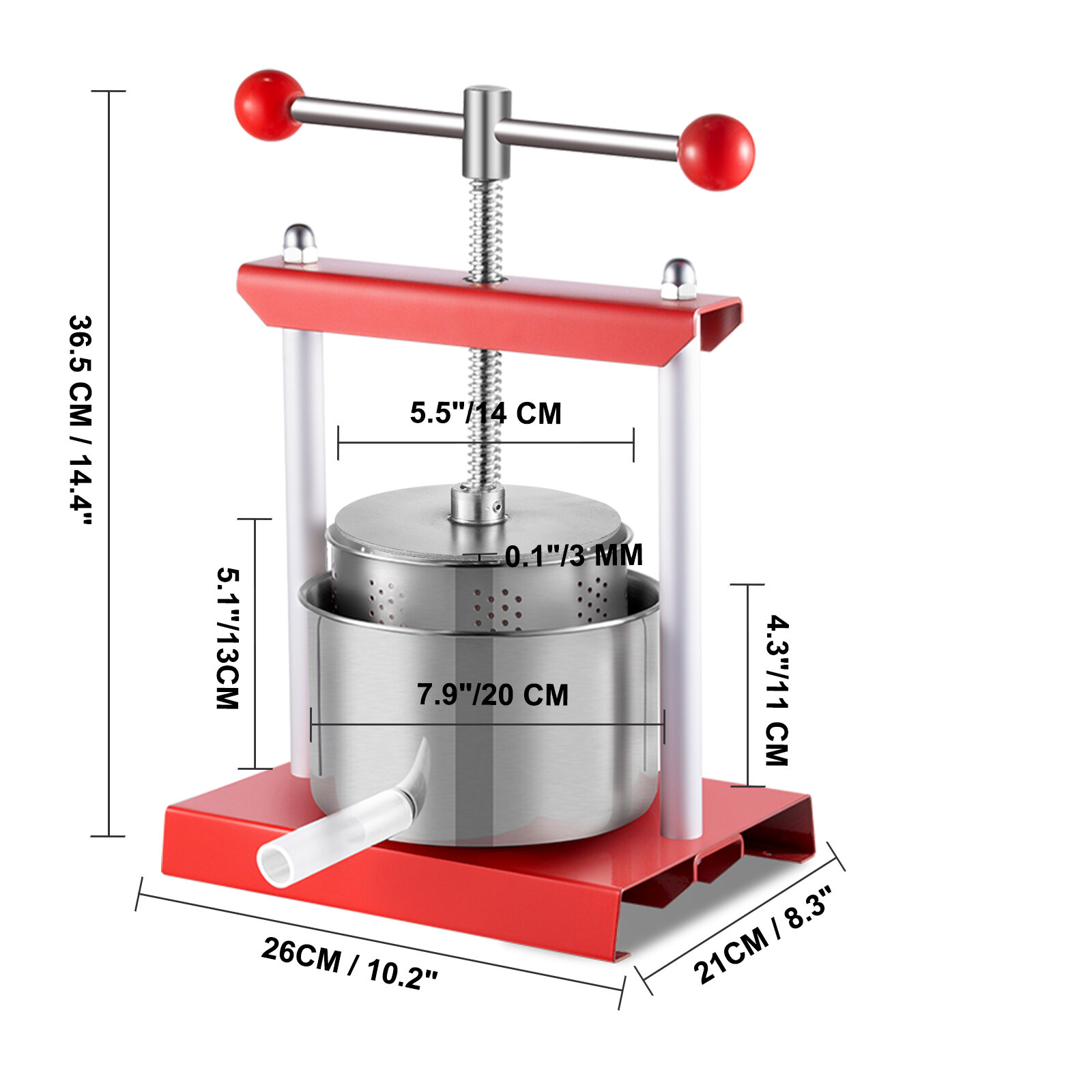 4.8 Gal Manual Presser Juicer Fruit Wine Press for Wine Making Juice  Vegetable