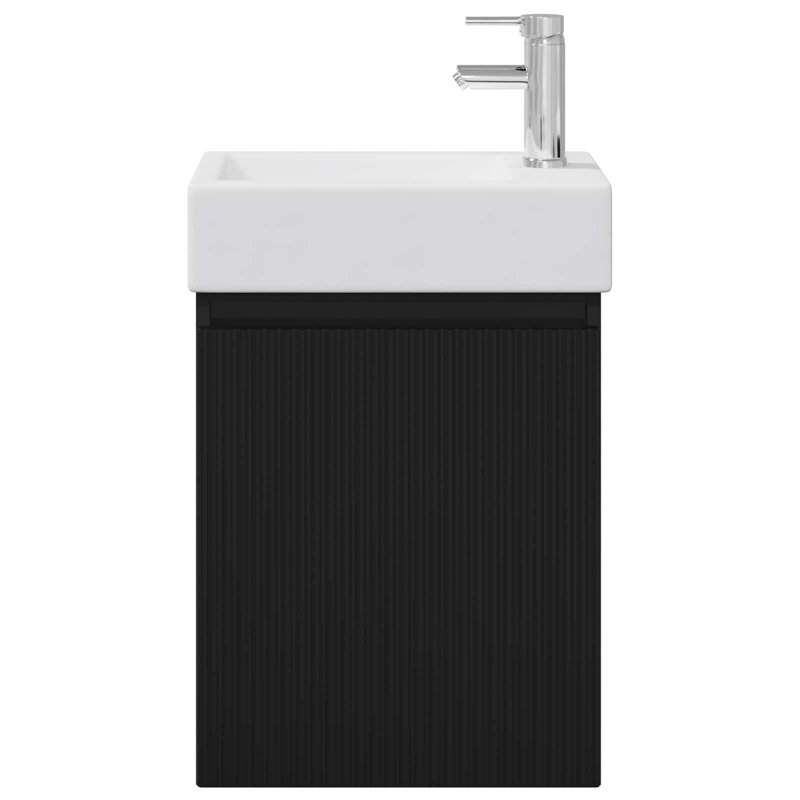 Single Bathroom Vanity with Ceramic Basin, Black