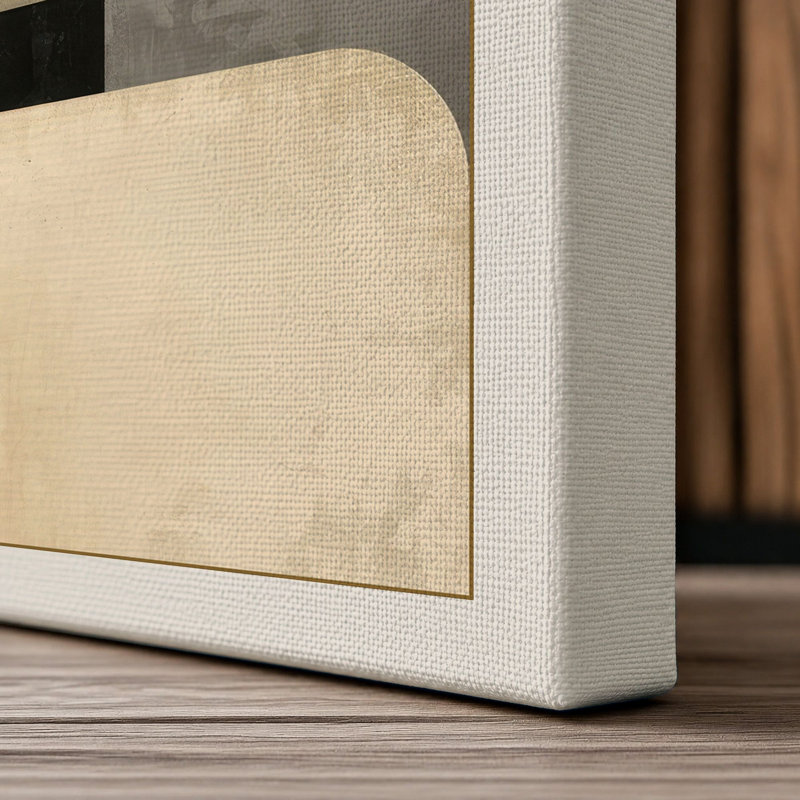 Geometric Balance Mid-Century - Wrapped Canvas, 36x24 - 91.4 x 61.0 cm, Cream Border