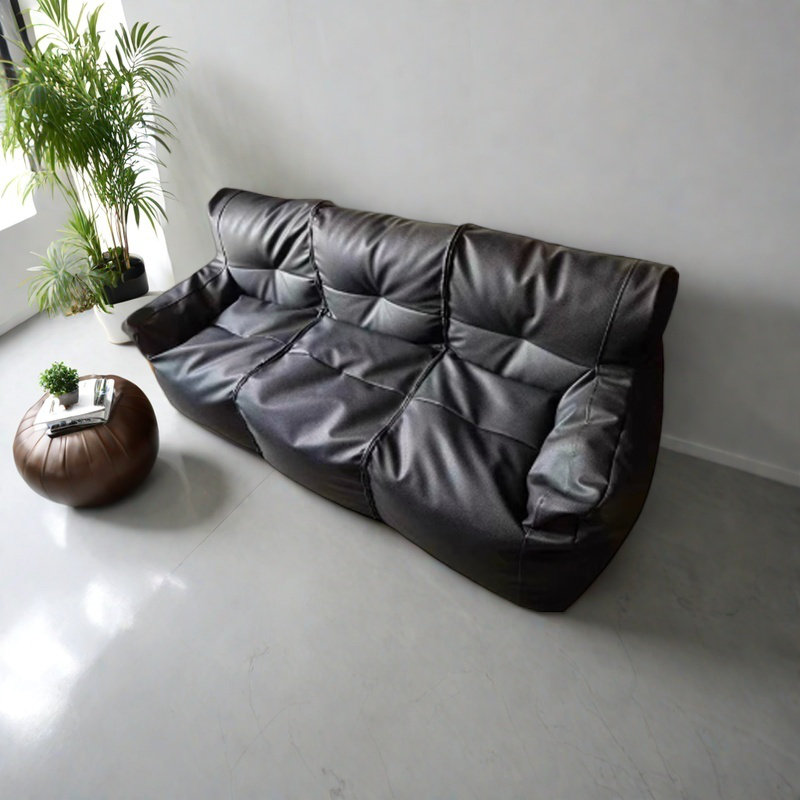 Canapé à billes Nordic, H 27,55 po x l 66,92 po x P 29,52 po, Similicuir noir