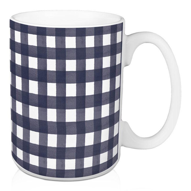 Navy Buffalo Check Mug - Set Of 2