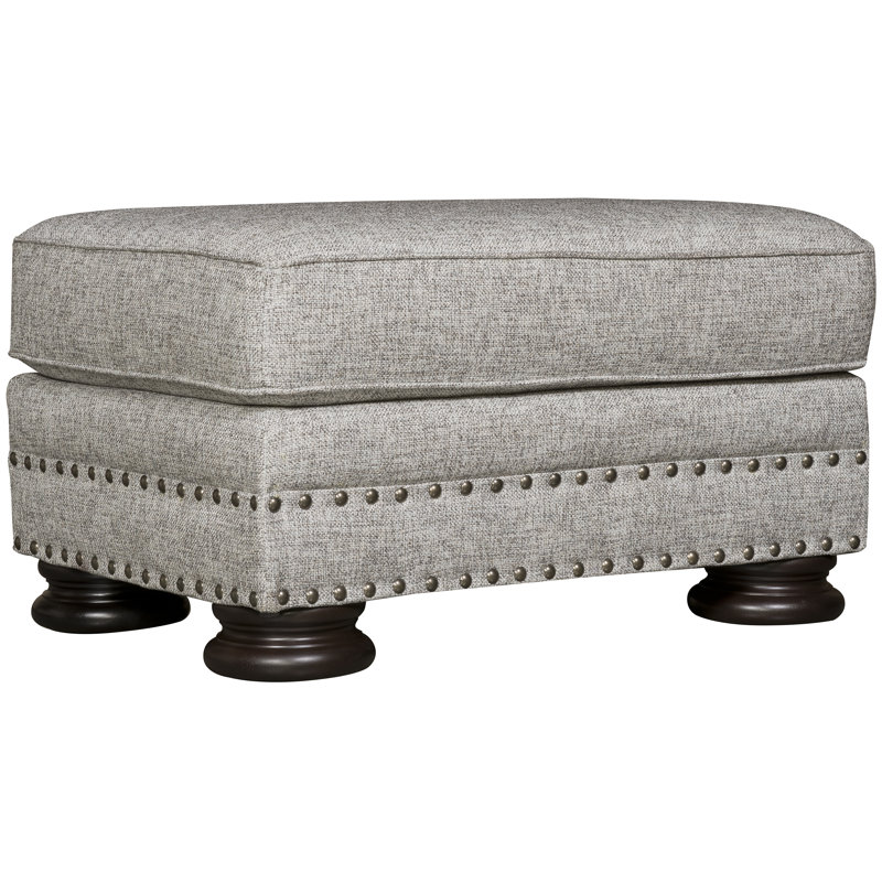 Foster Ottoman, Light Grey Polyester, Brandy