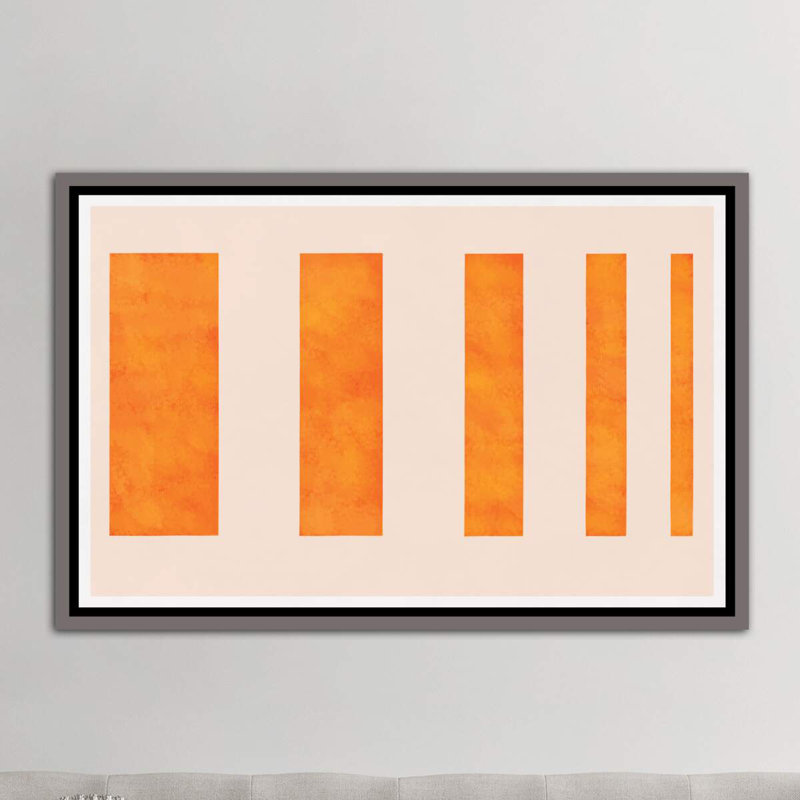 " Orange Levies ", Dark Rustic Wood Framed Canvas, 40" H x 60" W x 1.5" D
