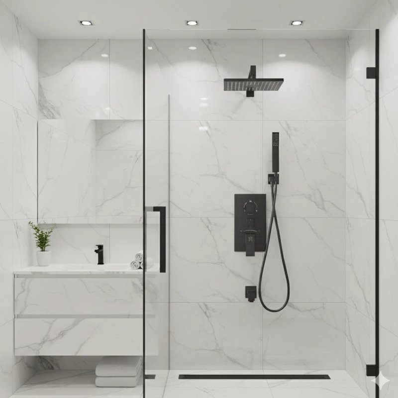Panneau de douche 3 pièces avec DEL et pomme de douche 12 pouces