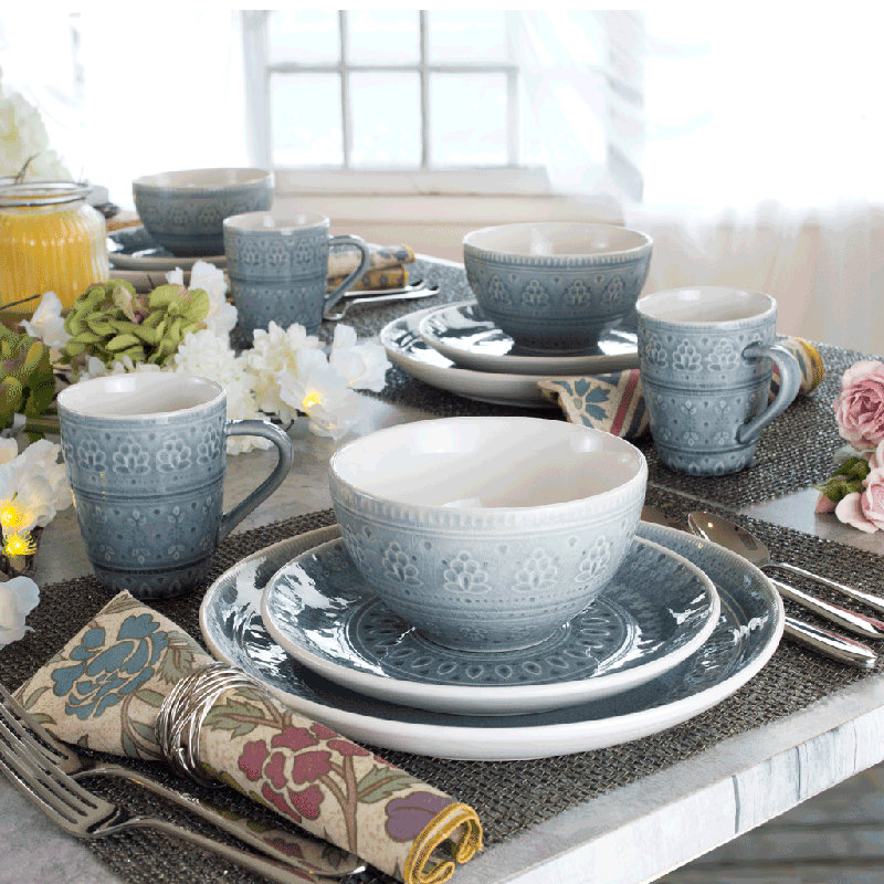 Fez 16 Piece Dinnerware Set, Grey