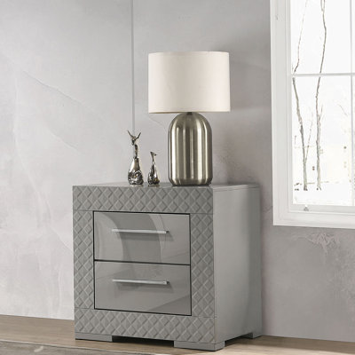 Table de chevet 2 tiroirs Pierce Grey