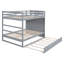 Lit superposé en bois gris avec lit gigogne et rangement peu encombrant pour les chambres familiales