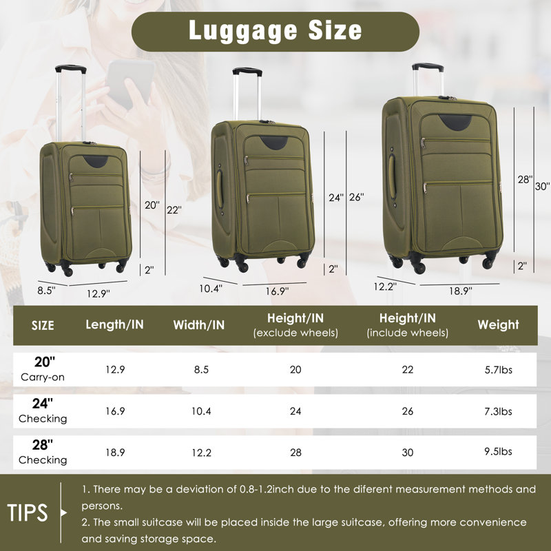 Ensemble de valise extensible 3 pièces avec sac de voyage et sac de voyage Softshell Softshell