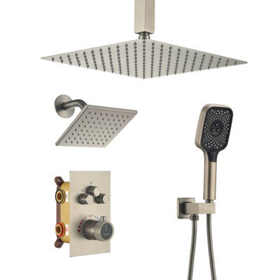 Système de douche thermostatique double à 3 fonctions avec 3 jets d'eau Rainfall Symphony
