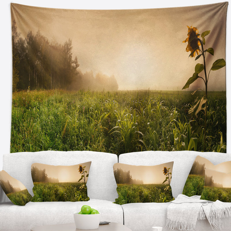 Tapisserie panoramique paysage vert photographie, H 68 po x l 80 po