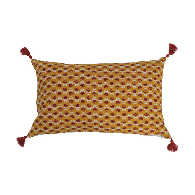 Embroidered Cotton Reversible Throw Pillow