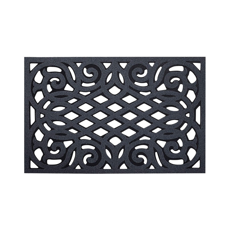 Ornate Small Eco-Friendly Doormat in Grey with Open Back