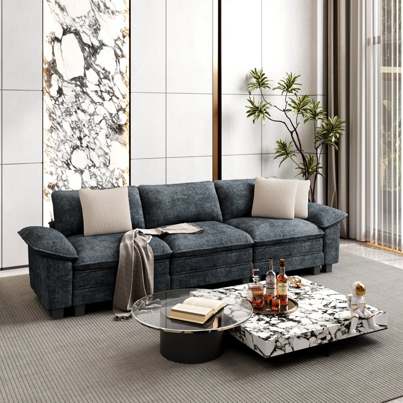 Canapé modulaire de 124 po, canapé Cloud Comfy pour salon, canapé 3 places à assise profonde avec coussin décoratif, 3