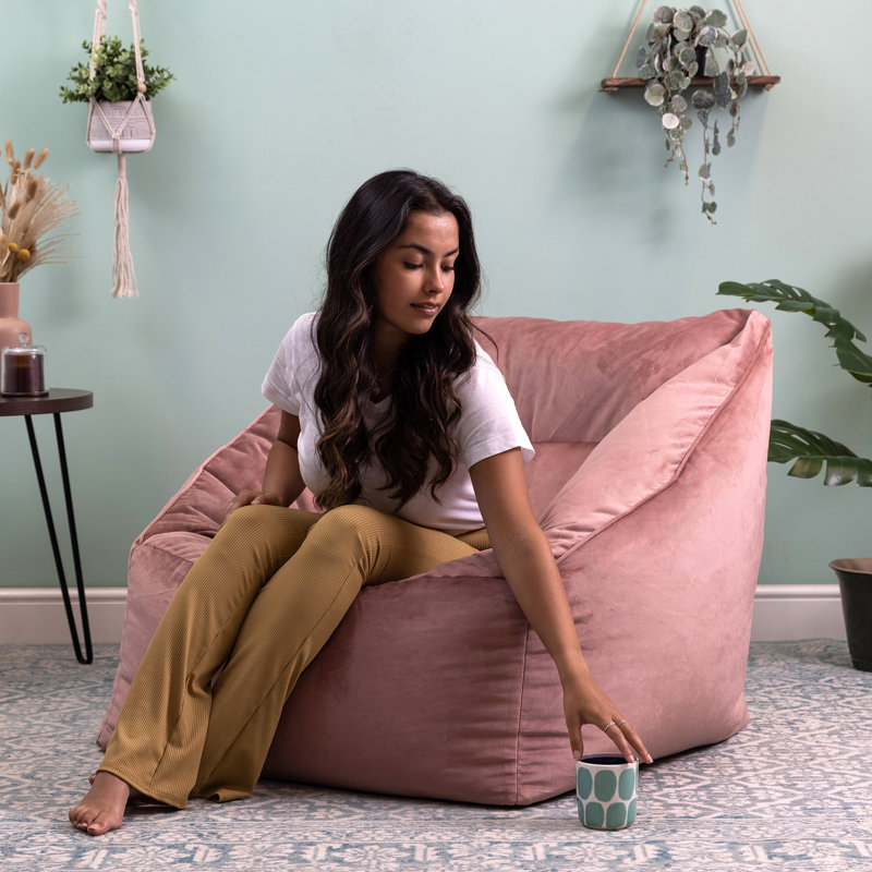 icon Milano Velvet Armchair Bean Bag, Dusk Pink