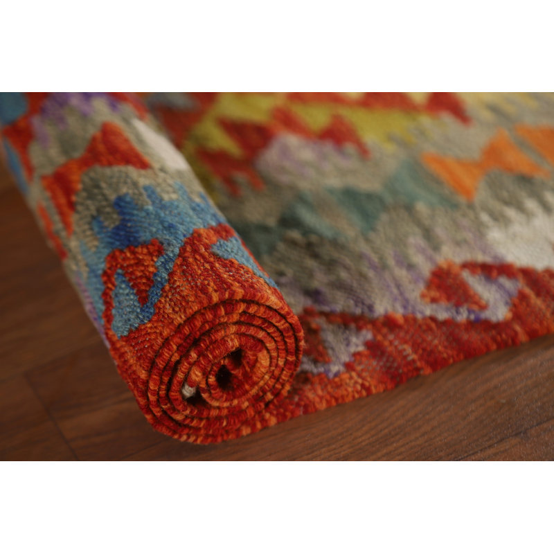 Tapis oriental réversible en laine Kilim 3 x 5