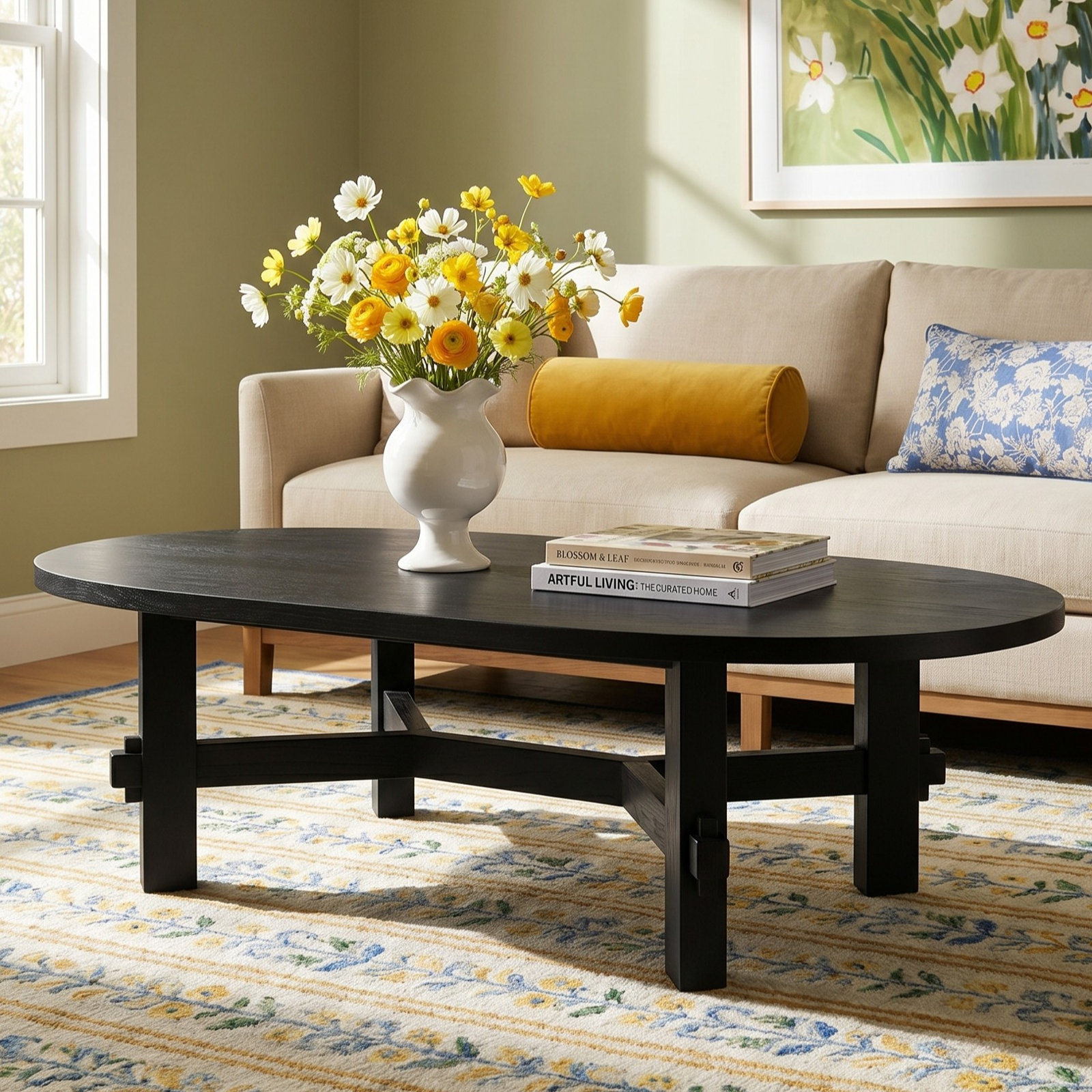 Tabytha Solid Wood Coffee Table, Black