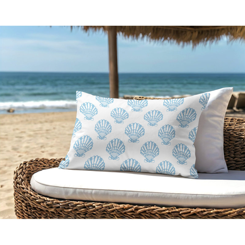 Barnon Outdoor Reversible Throw Pillow, 18"H x 25"W, Blue